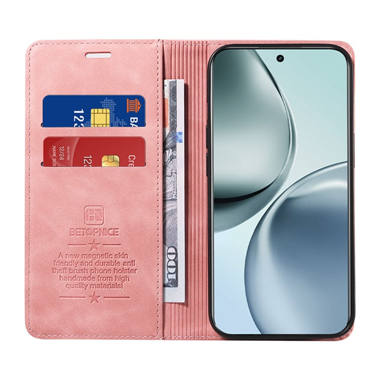 BETOPNICE 003 For Realme 14 Pro+ 5G Case Wallet Leather Phone Cover with Stand - Pink