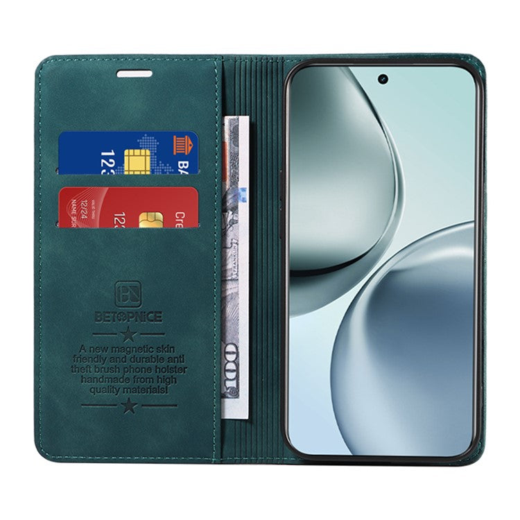 BETOPNICE 003 For Realme 14 Pro+ 5G Case Wallet Leather Phone Cover with Stand - Green