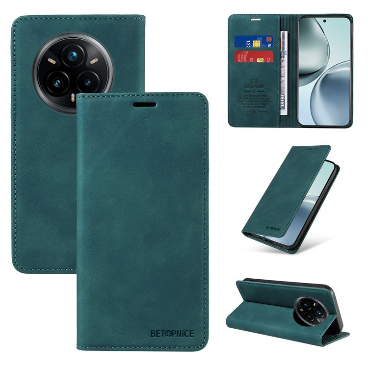 BETOPNICE 003 For Realme 14 Pro+ 5G Case Wallet Leather Phone Cover with Stand - Green