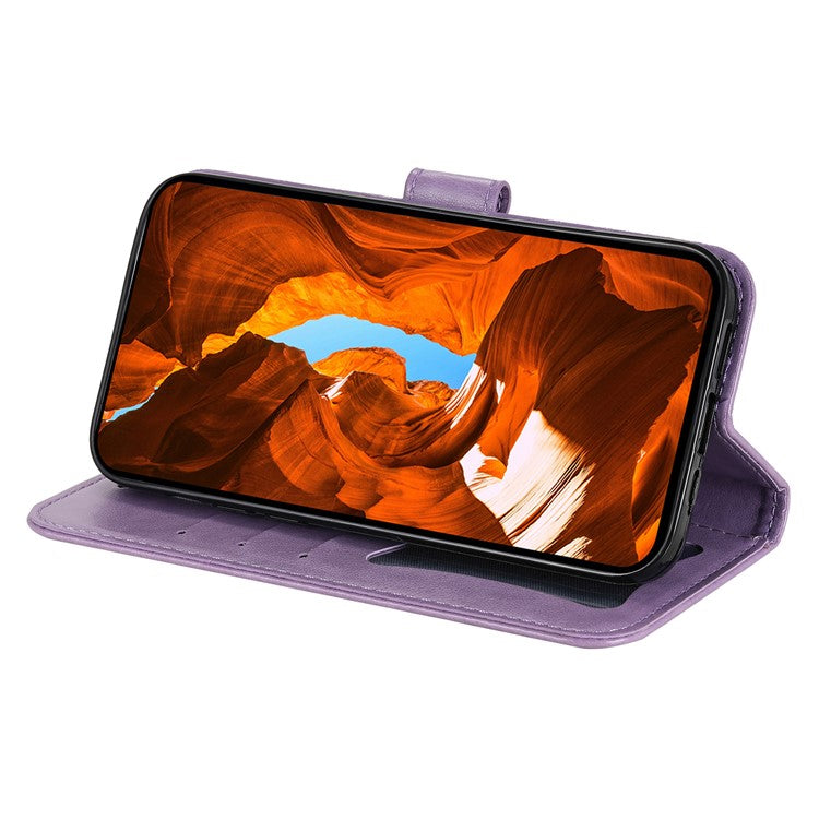 For Realme 14 Pro 5G Case Floral Pattern PU Leather Wallet Stand Phone Cover - Purple