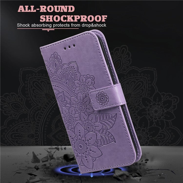 For Realme 14 Pro 5G Case Floral Pattern PU Leather Wallet Stand Phone Cover - Purple