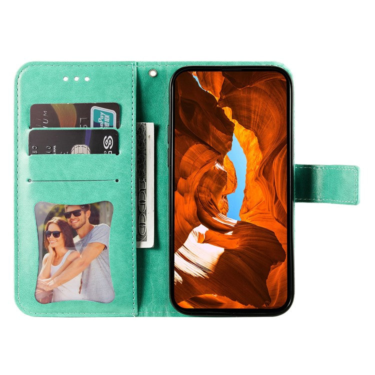For Realme 14 Pro+ 5G Case Floral Pattern PU Leather Wallet Stand Phone Cover - Green
