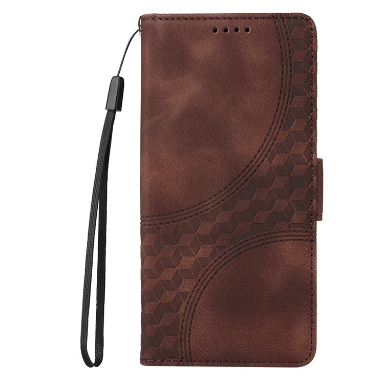 For Samsung Galaxy S25 Edge Case PU Leather Phone Cover Rhombus Starry Imprinted - Brown