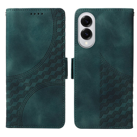 For Samsung Galaxy S25 Edge Case PU Leather Phone Cover Rhombus Starry Imprinted - Green