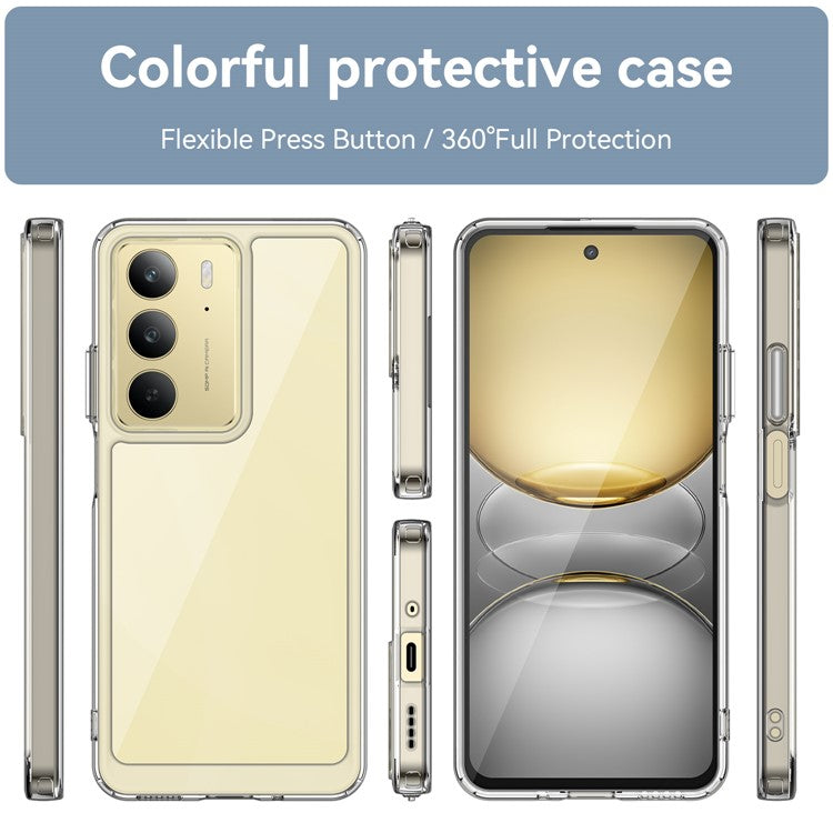 WANLONFENG MF Series for Realme 14x 5G Case TPU Acrylic Clear Phone Cover with Tempered Glass Film