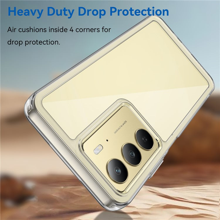 WANLONFENG MF Series for Realme 14x 5G Case TPU Acrylic Clear Phone Cover with Tempered Glass Film