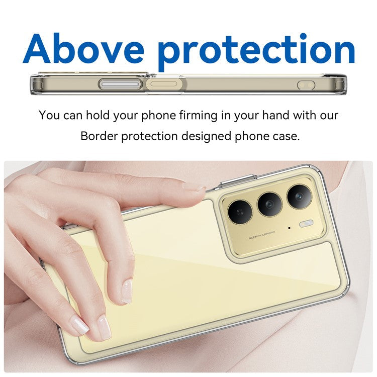 WANLONFENG MF Series for Realme 14x 5G Case TPU Acrylic Clear Phone Cover with Tempered Glass Film