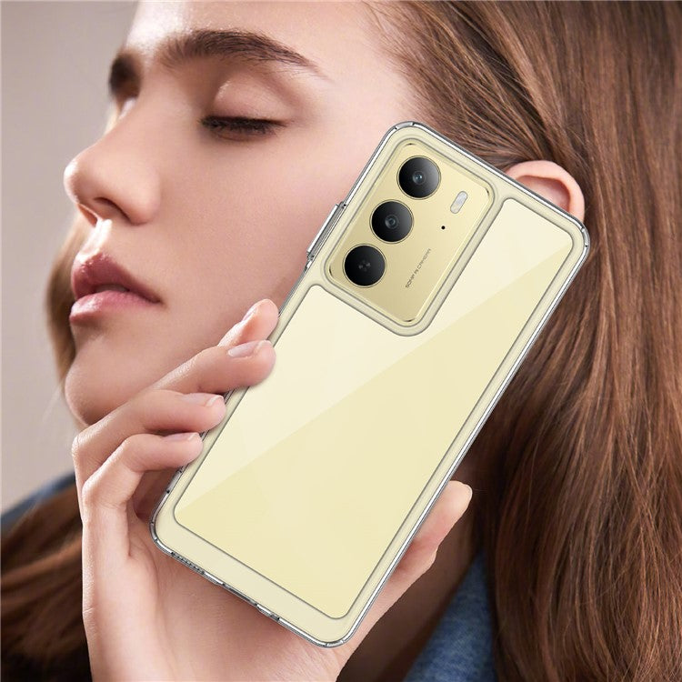 WANLONFENG MF Series for Realme 14x 5G Case TPU Acrylic Clear Phone Cover with Tempered Glass Film
