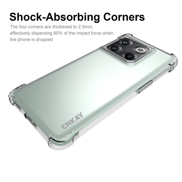 ENKAY HAT PRINCE For OnePlus 10T 5G / Ace Pro 5G Crystal Clear Cover Air Buffer TPU Anti-slip Strip Edge Protective Phone Case