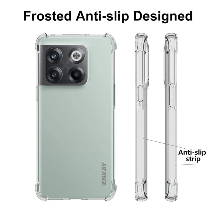 ENKAY HAT PRINCE For OnePlus 10T 5G / Ace Pro 5G Crystal Clear Cover Air Buffer TPU Anti-slip Strip Edge Protective Phone Case
