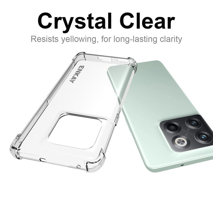 ENKAY HAT PRINCE For OnePlus 10T 5G / Ace Pro 5G Crystal Clear Cover Air Buffer TPU Anti-slip Strip Edge Protective Phone Case