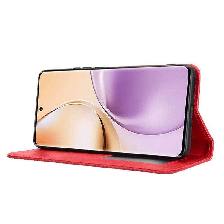 For Realme 14 Pro 5G Case Wallet Stand Retro Texture Leather Phone Cover - Red