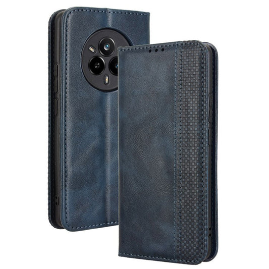 For Realme 14 Pro 5G Case Wallet Stand Retro Texture Leather Phone Cover - Blue