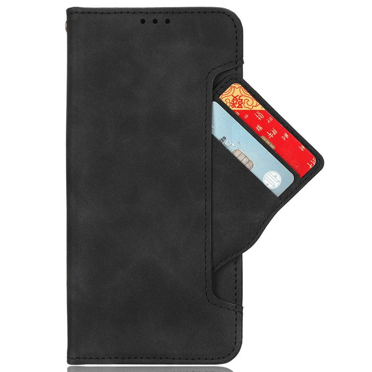 For Realme 14 Pro 5G Leather Case Phone Wallet Cover with Multiple Card Slots - Black