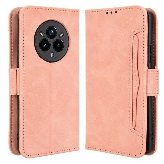 For Realme 14 Pro 5G Leather Case Phone Wallet Cover with Multiple Card Slots - Pink
