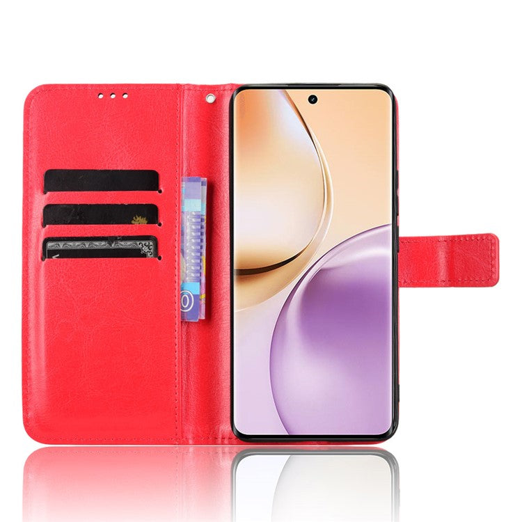 For Realme 14 Pro 5G Case Crazy Horse Texture PU Leather Phone Wallet Cover - Red