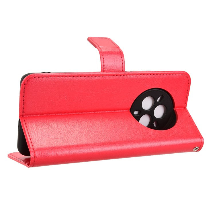For Realme 14 Pro 5G Case Crazy Horse Texture PU Leather Phone Wallet Cover - Red