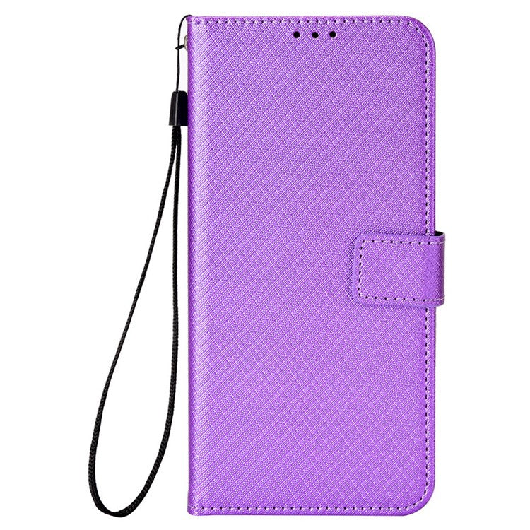 For Realme 14 Pro 5G Case PU Leather Diamond Texture Wallet Phone Cover - Purple