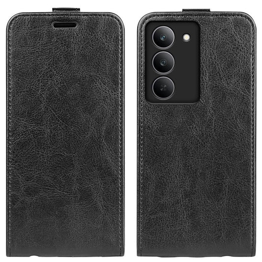 For Realme 14x 4G Case with Card Slots Vertical Flip Leather Phone Cover - Black