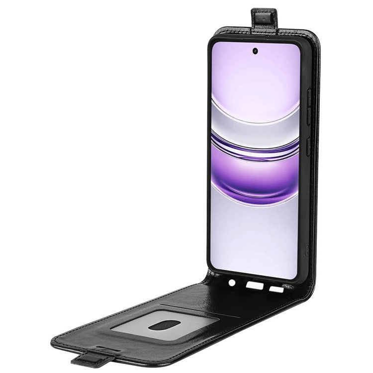 For Realme 14x 4G Case with Card Slots Vertical Flip Leather Phone Cover - Black