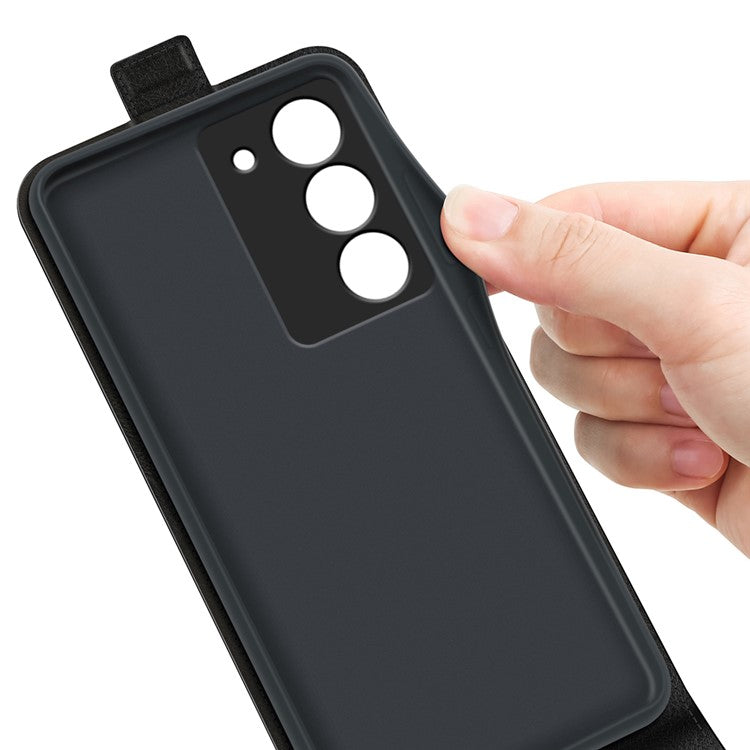 For Realme 14x 4G Case with Card Slots Vertical Flip Leather Phone Cover - Black