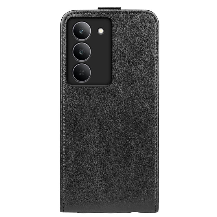 For Realme 14x 4G Case with Card Slots Vertical Flip Leather Phone Cover - Black