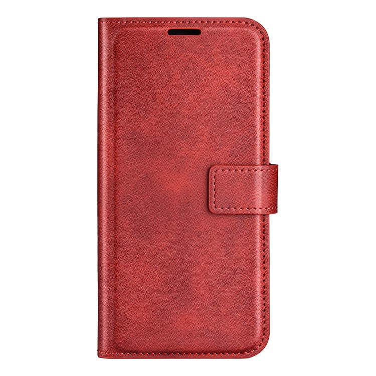 For Samsung Galaxy S25 Edge Stand Case Anti-Scratch Calf Texture Leather Phone Cover - Red
