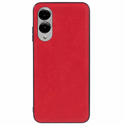 For Samsung Galaxy S25 Edge Case Retro Leather Coated PC + TPU Phone Cover - Red