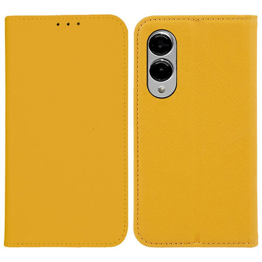 For Samsung Galaxy S25 Edge Case Cross Texture Leather Phone Cover Hidden Magnetic - Yellow