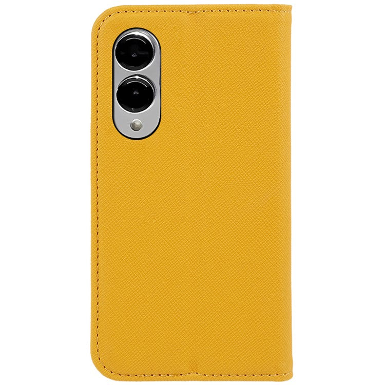 For Samsung Galaxy S25 Edge Case Cross Texture Leather Phone Cover Hidden Magnetic - Yellow