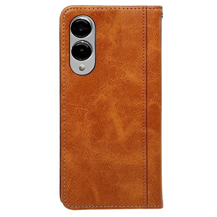 For Samsung Galaxy S25 Edge Case Hidden Magnetic Closure Calf Texture Leather Phone Cover - Yellow