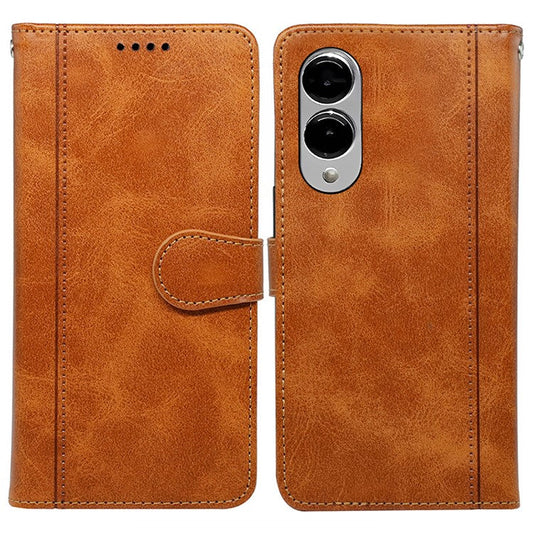 For Samsung Galaxy S25 Edge Case Calf Texture Leather Stand Book Style Phone Cover - Yellow