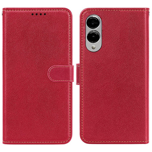 For Samsung Galaxy S25 Edge Leather Case Litchi Texture Wallet RFID Blocking Phone Cover - Red