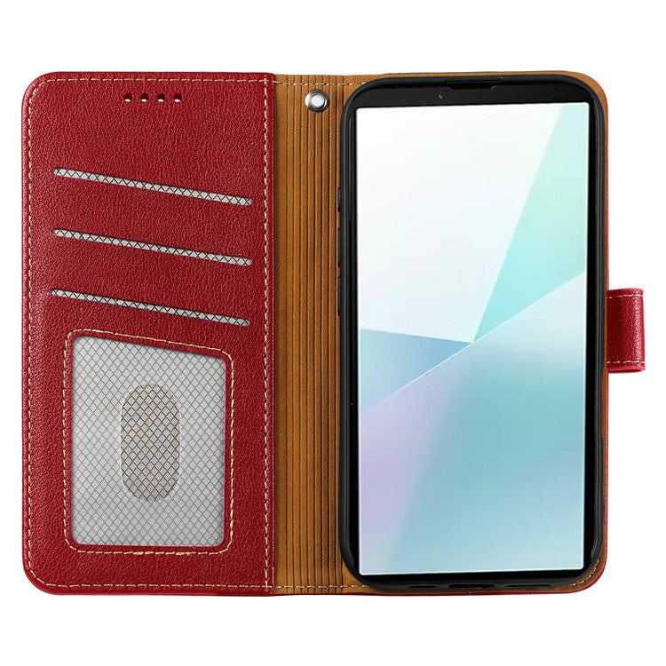 For Samsung Galaxy S25 Edge Leather Case Litchi Texture Wallet RFID Blocking Phone Cover - Red