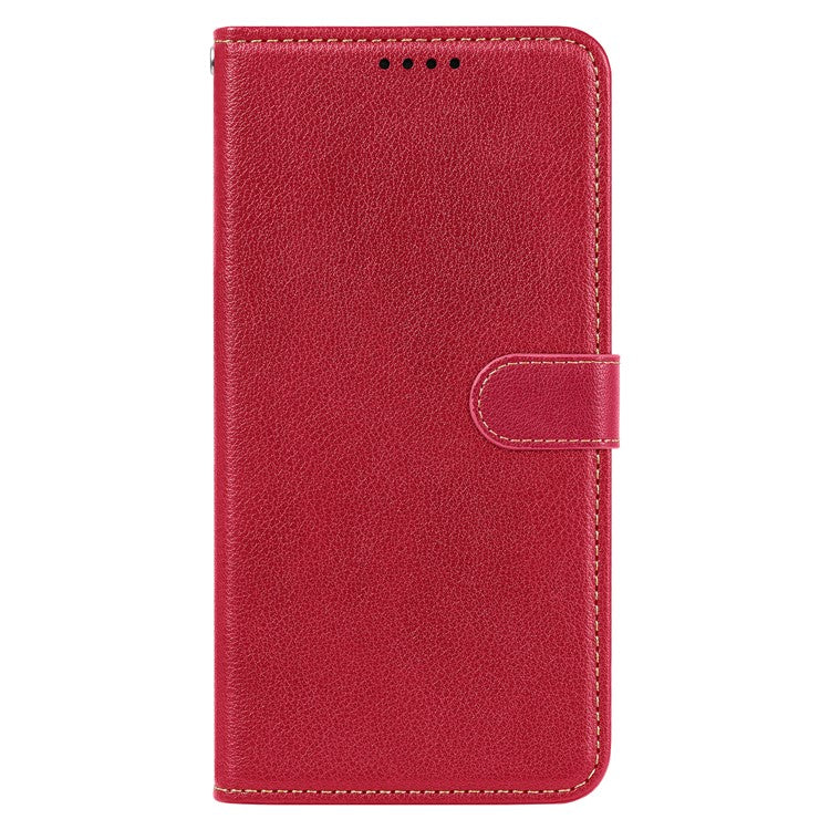 For Samsung Galaxy S25 Edge Leather Case Litchi Texture Wallet RFID Blocking Phone Cover - Red