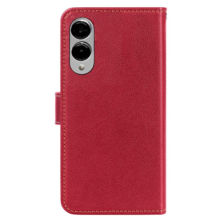 For Samsung Galaxy S25 Edge Leather Case Litchi Texture Wallet RFID Blocking Phone Cover - Red