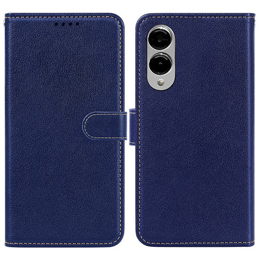 For Samsung Galaxy S25 Edge Leather Case Litchi Texture Wallet RFID Blocking Phone Cover - Blue