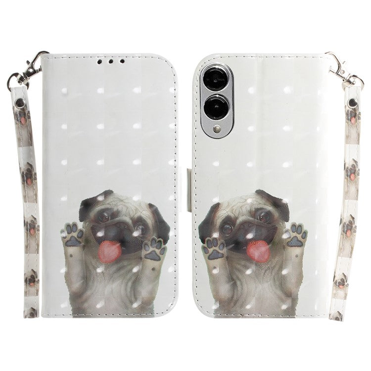 For Samsung Galaxy S25 Edge Case Pattern Printing Leather Wallet Phone Cover with Wrist Strap - Pug