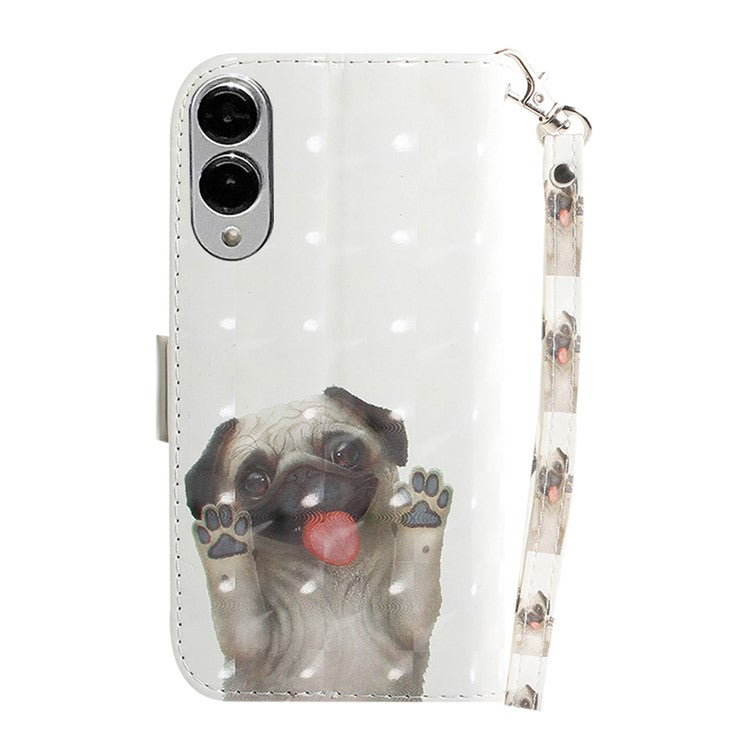 For Samsung Galaxy S25 Edge Case Pattern Printing Leather Wallet Phone Cover with Wrist Strap - Pug