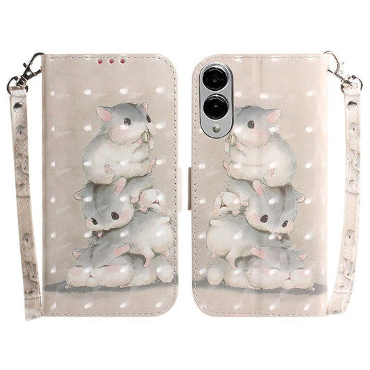 For Samsung Galaxy S25 Edge Case Pattern Printing Leather Wallet Phone Cover with Wrist Strap - Stacking Squirrels