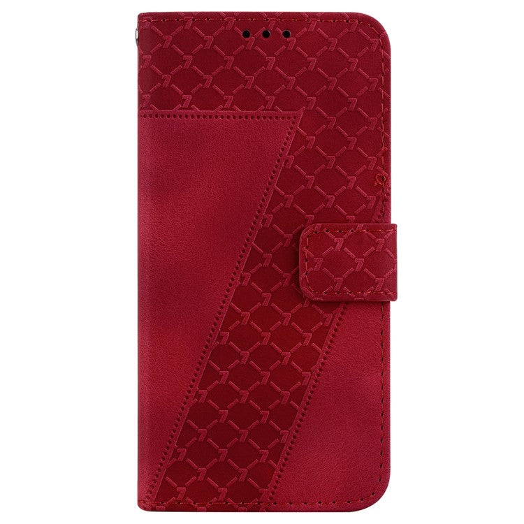 For Samsung Galaxy S25 Edge Stand Case 7-Shaped Pattern Imprint Leather Phone Cover - Red
