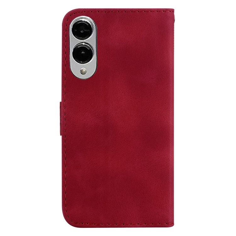 For Samsung Galaxy S25 Edge Stand Case 7-Shaped Pattern Imprint Leather Phone Cover - Red