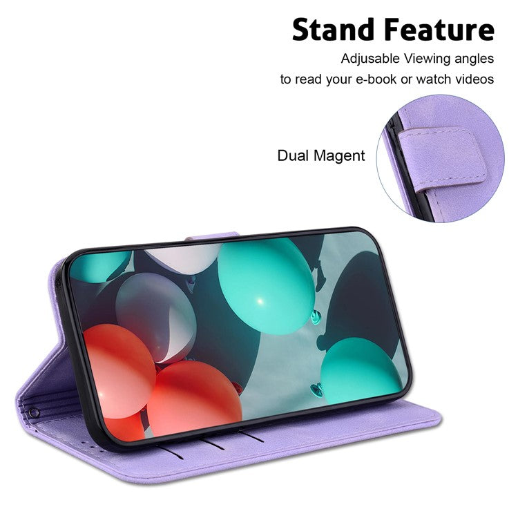 For Samsung Galaxy S25 Edge Stand Case 7-Shaped Pattern Imprint Leather Phone Cover - Purple