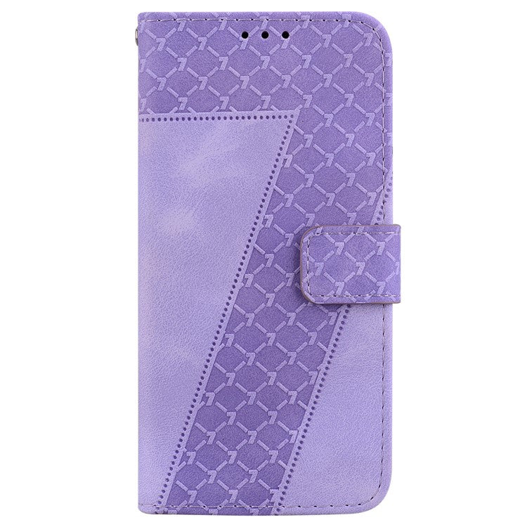 For Samsung Galaxy S25 Edge Stand Case 7-Shaped Pattern Imprint Leather Phone Cover - Purple
