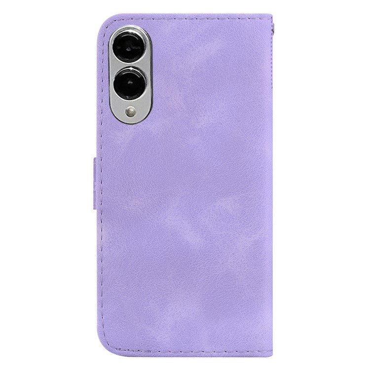 For Samsung Galaxy S25 Edge Stand Case 7-Shaped Pattern Imprint Leather Phone Cover - Purple