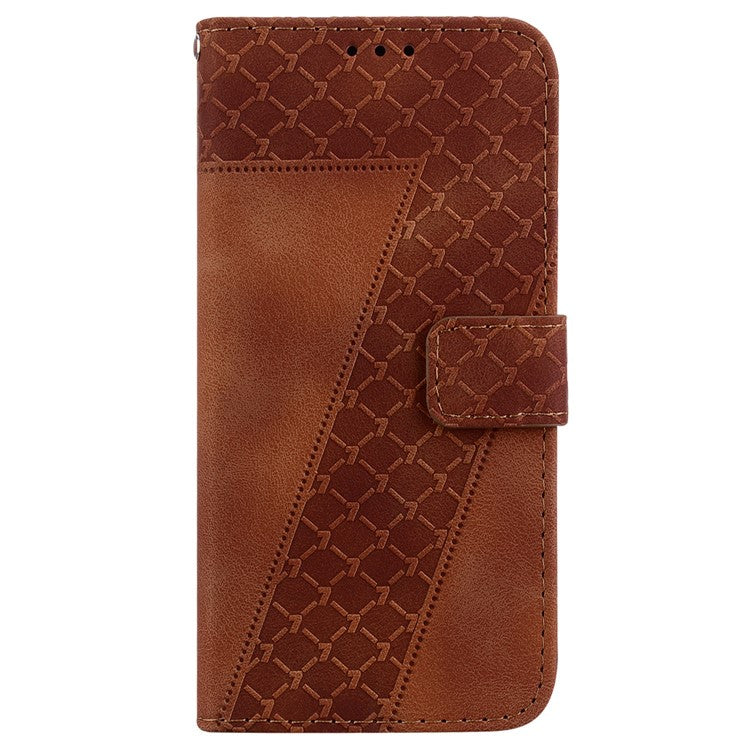 For Samsung Galaxy S25 Edge Stand Case 7-Shaped Pattern Imprint Leather Phone Cover - Brown