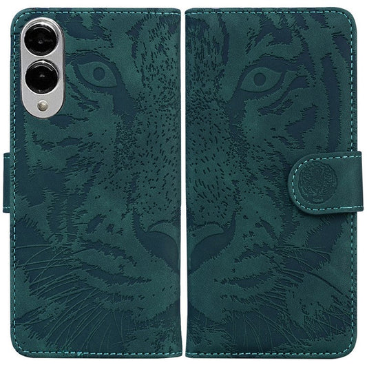 For Samsung Galaxy S25 Edge Case Tiger Imprint Leather Wallet Phone Cover - Green