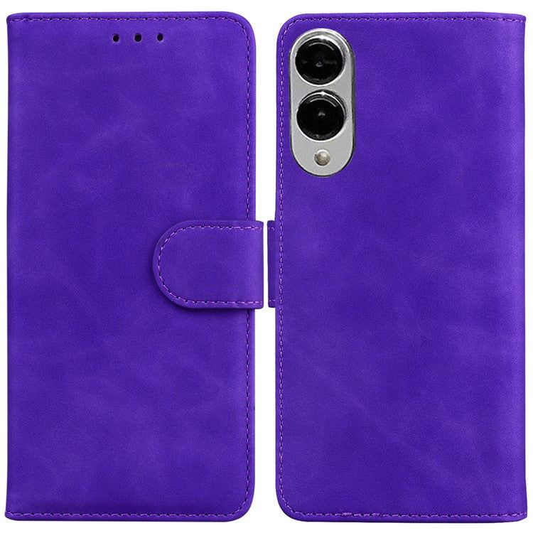 For Samsung Galaxy S25 Edge Case Solid Color Leather Wallet Phone Cover - Purple