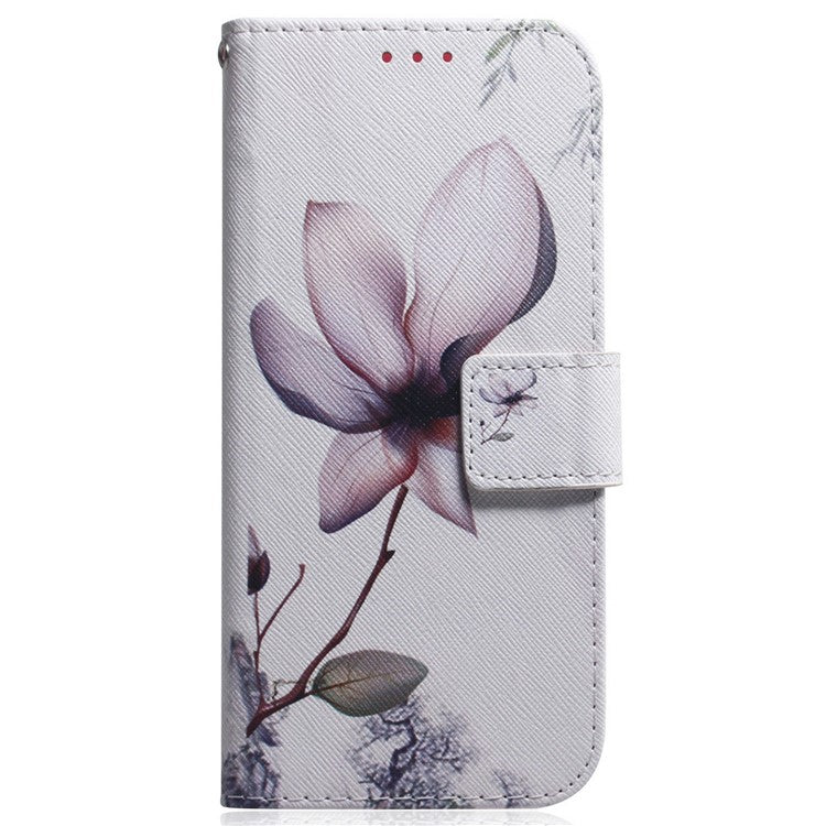 For Samsung Galaxy S25 Edge Wallet Case Pattern Print Leather Phone Cover - Pink Flower