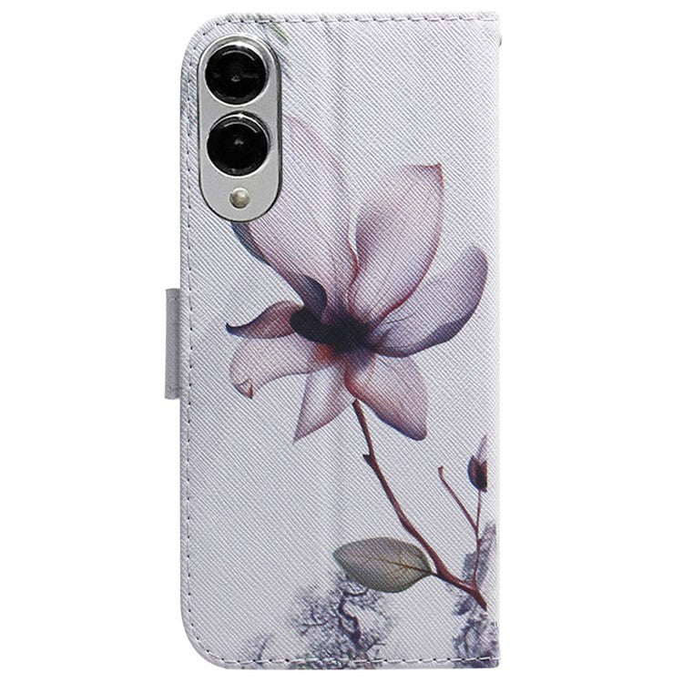 For Samsung Galaxy S25 Edge Wallet Case Pattern Print Leather Phone Cover - Pink Flower